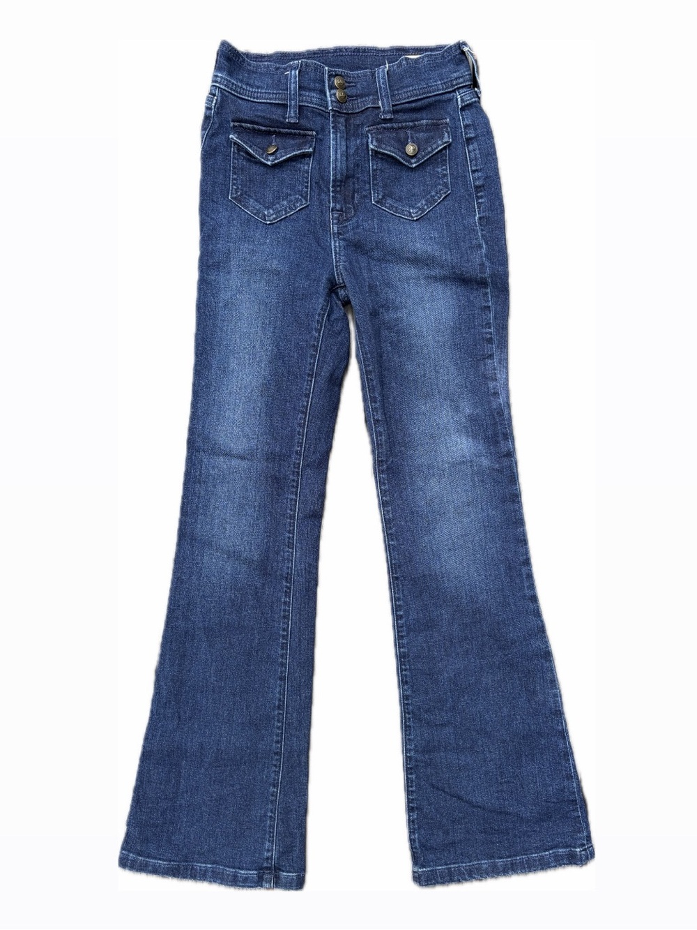 GAP ‘70s Flare High Rise Button Pocket Dark Wash Bootcut Denim Jeans 24 W 00 R